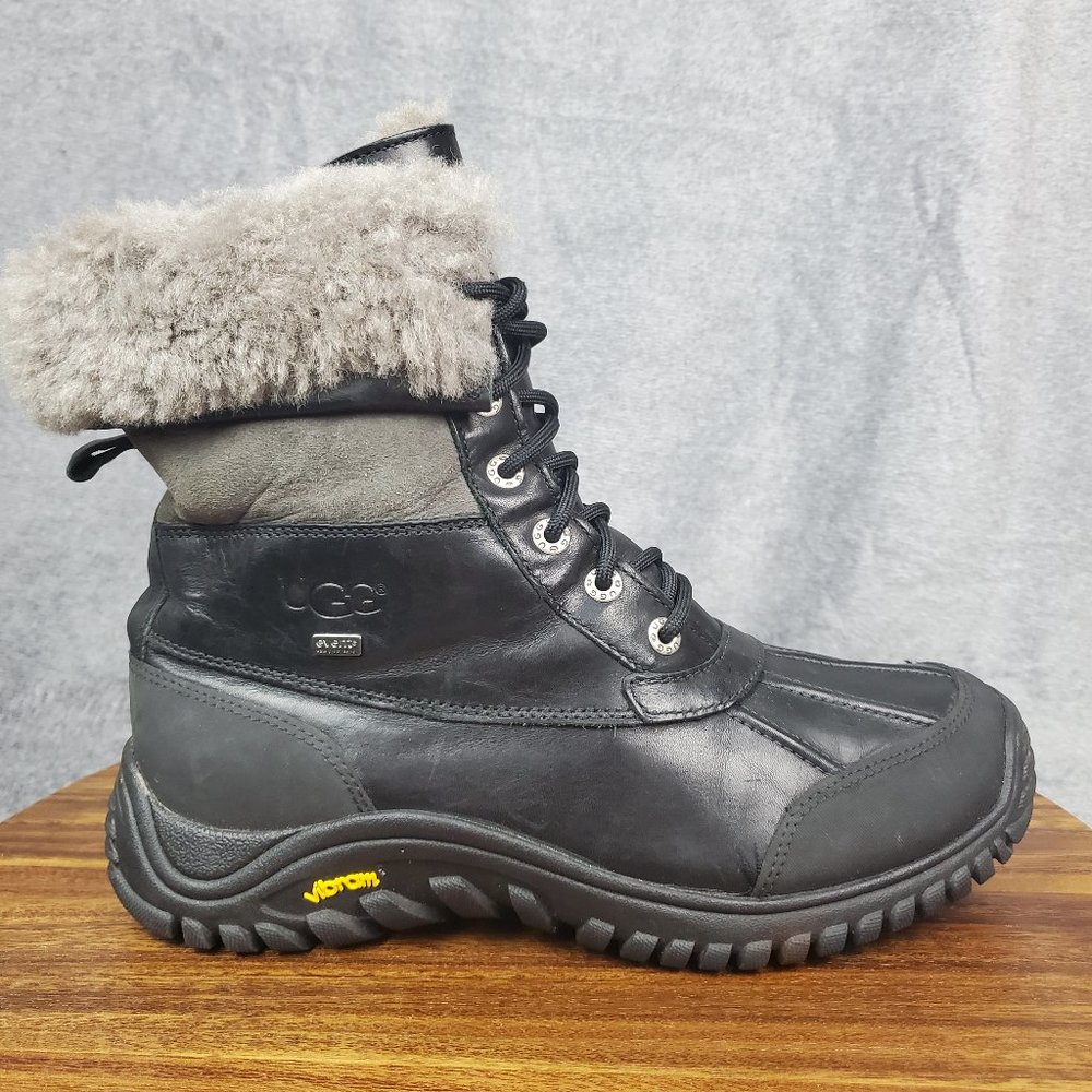 Ugg Adirondack II Boots Women's 10 Black Leather Winter Vibram Lined Waterproof